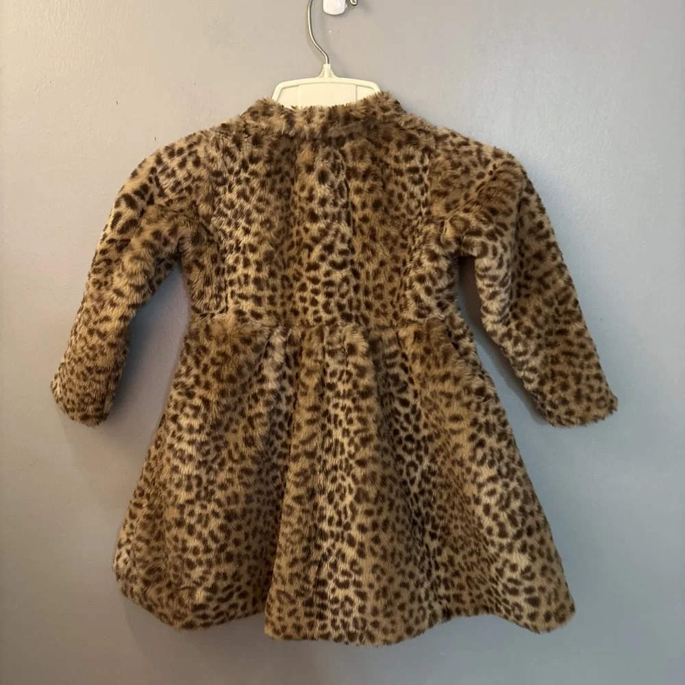 Biscotti‎ Collezione Girls 3T Leopard Print Faux Fur Coat Crystal Buttons